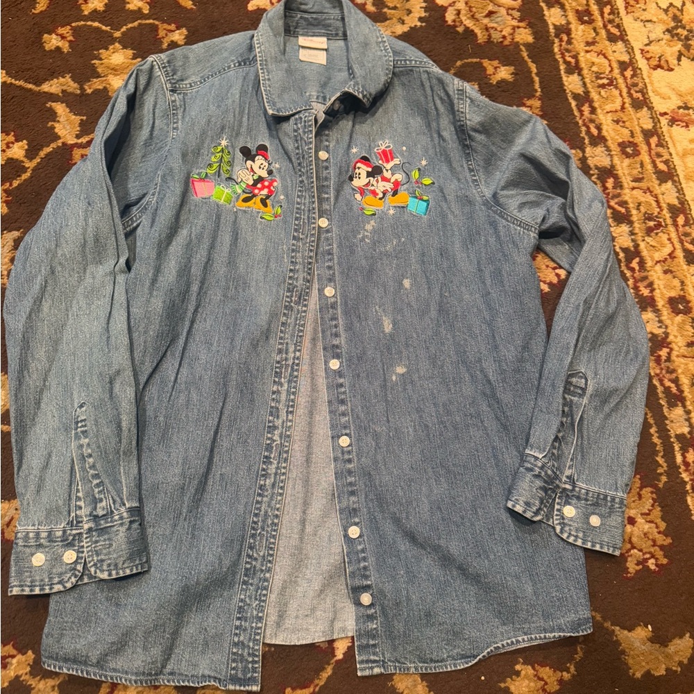 Disney Denim Shirt with Mickey and Friends Embroidery